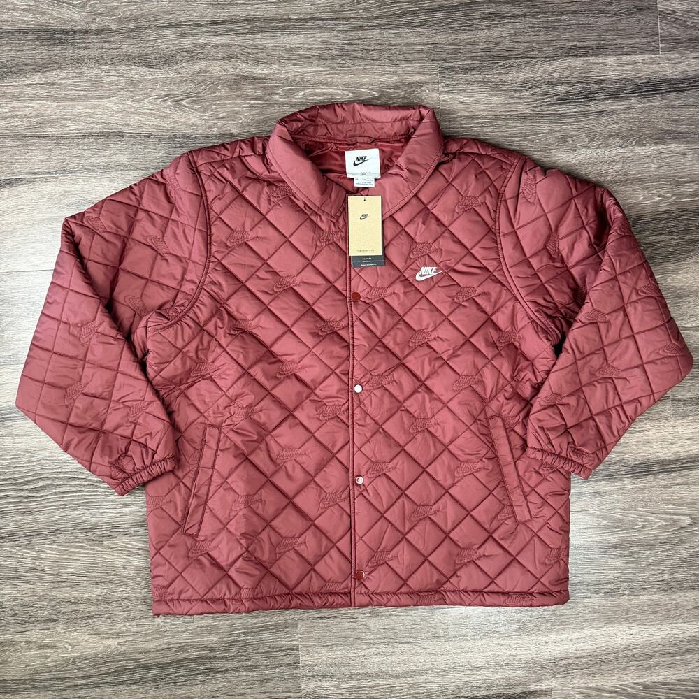 Nike Therma-FIT Quilted Insulated Snap Jacket Red Mens 2XL HV1377-619 NWT